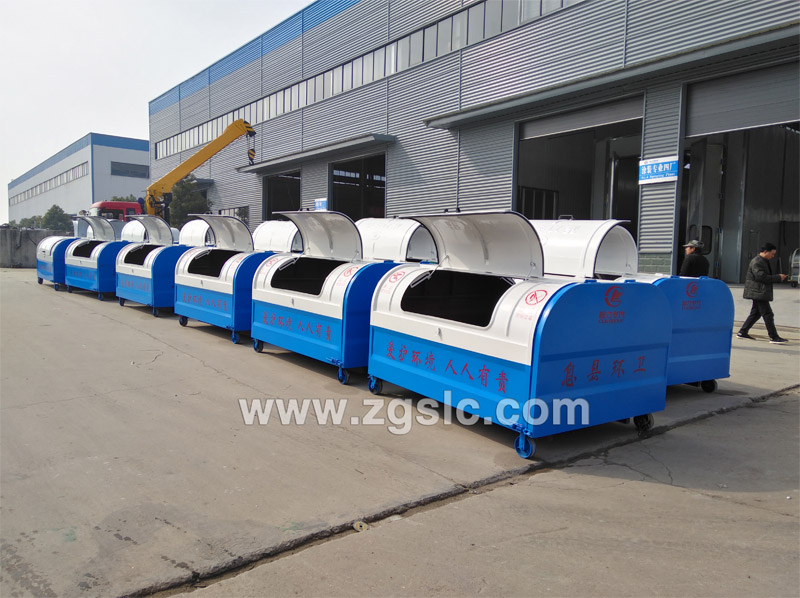 2019/9/4，息縣閣佳物業(yè)管理有限公司在程力集團(tuán)訂購(gòu)3方勾臂垃圾箱，單號(hào)：56989